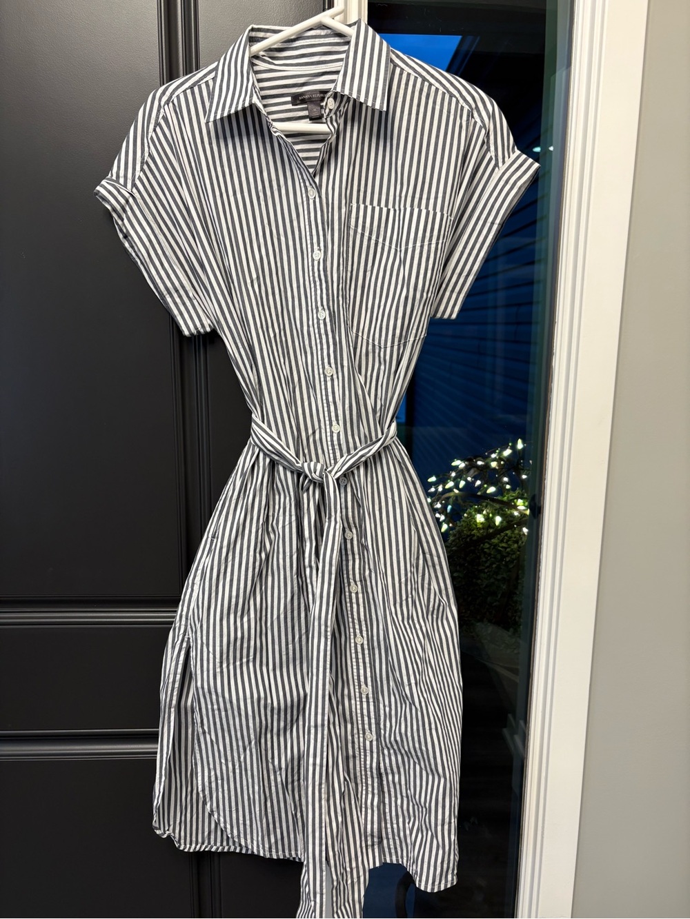 Banana Republic Blue and White Striped Midi Shirt Dress M